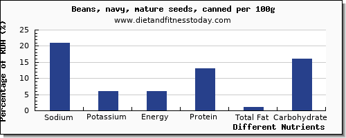 chart to show highest sodium in navy beans per 100g